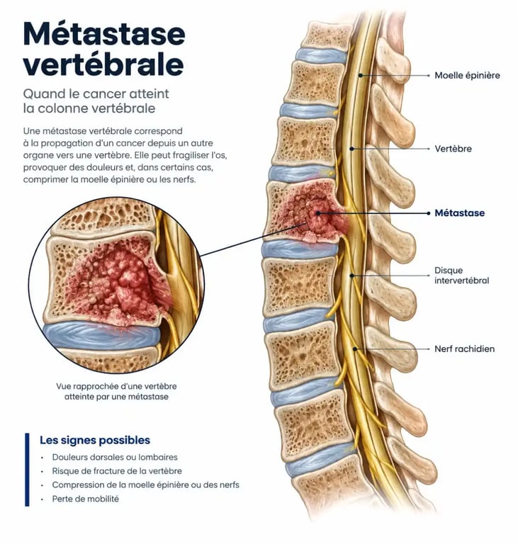 Schéma explicatif du mécanisme des métastases vertébrales