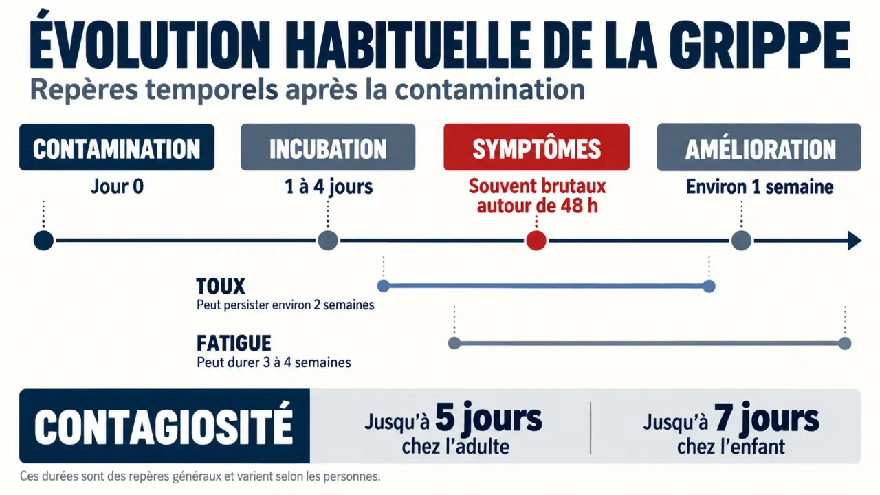 Quels sont les symptômes de la grippe : chronologie de l’incubation, de la guérison et de la contagiosité