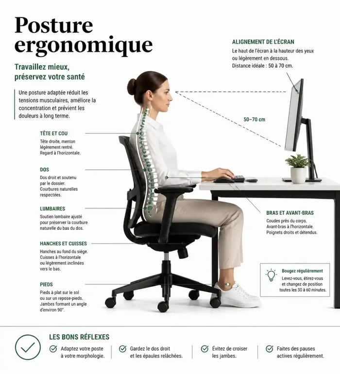 Conseils d'ergonomie pour prévenir la dorsalgie et la gêne respiratoire