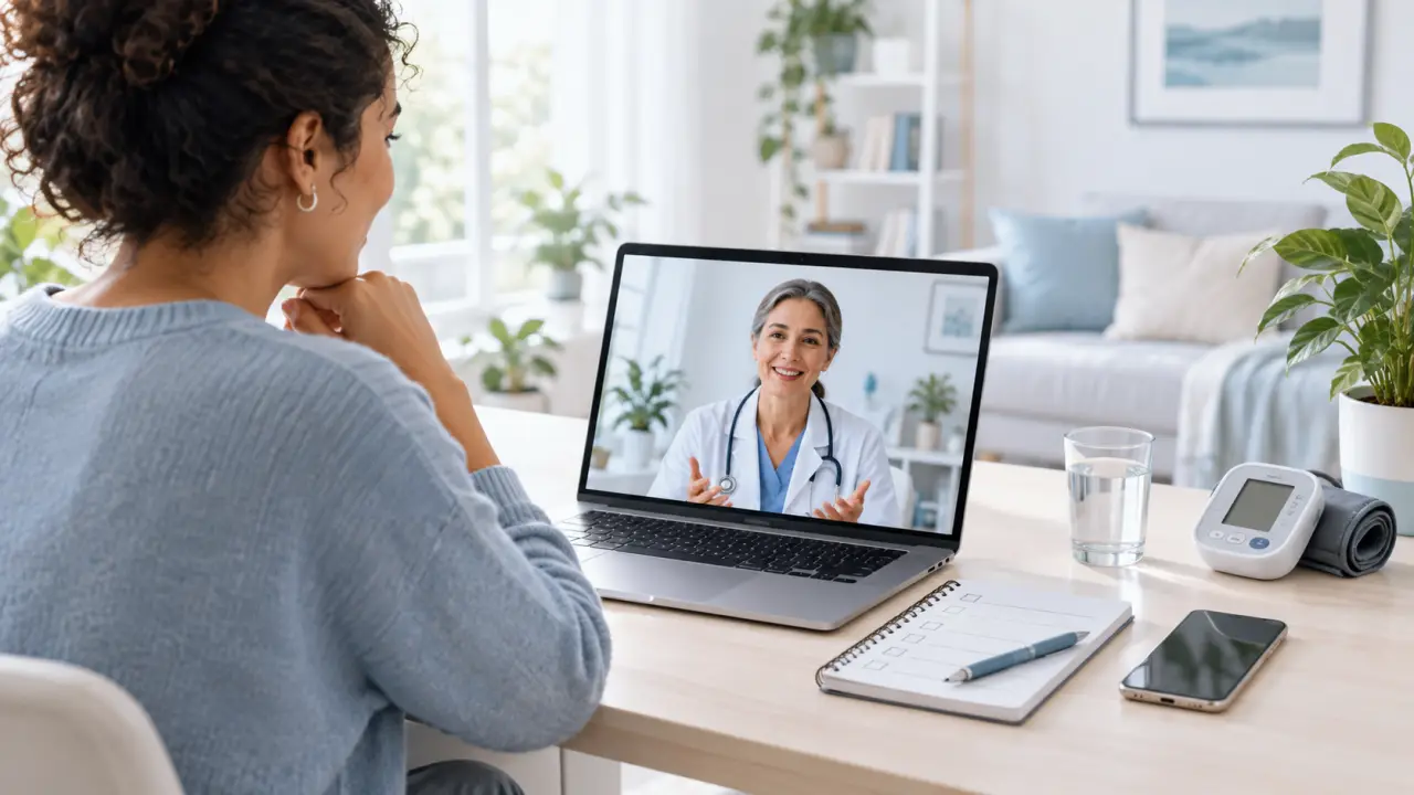 Personne préparant une téléconsultation médicale sur un ordinateur portable